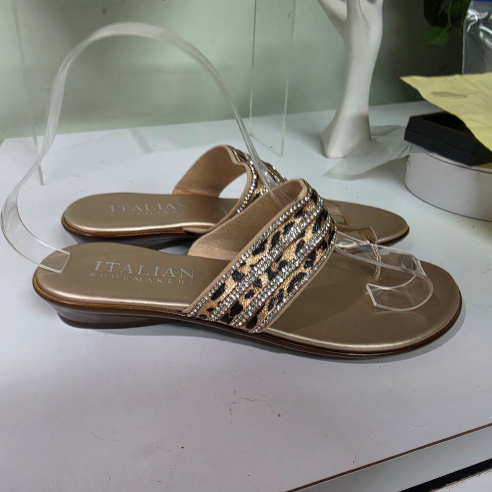 ITALIAN SHOEMAKERS Cushion soles sandals thong flip flop leopard design. 7.5 - Picture 5 of 8